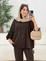 مانتو جلو چین آستین بند کد 8334 - تصویر 3