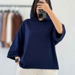 تیشرت باکسی کلاهدار کد 8213