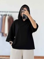 تیشرت باکسی کلاهدار کد 8213 - تصویر 17