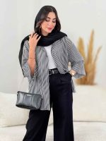 مانتو راه راه پایین هلال کد 8250 - تصویر 3