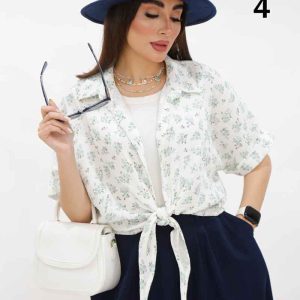 شومیز گره ای طرح دار کد 8131