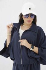 ست شومیز جلو زیپ و شلوار کد 8205 - تصویر 3