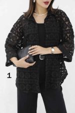 مانتو طرح دار دانتل کد 8249 - تصویر 7