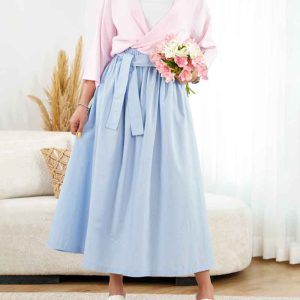 دامن لینن کمردار کد 8319