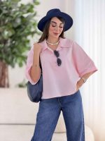 شومیز جلو بسته یقه سه دکمه کد8378 - تصویر 2