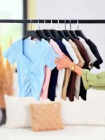بلوز آستین کوتاه چین دار کد 8263