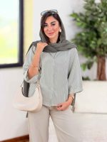 مانتو پانچ راه راه نسیم کد 8347 - تصویر 3