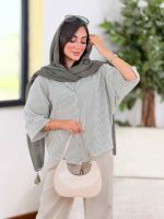 مانتو پانچ راه راه نسیم کد 8347 - تصویر 12