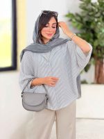 مانتو پانچ راه راه نسیم کد 8347 - تصویر 7