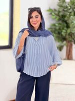 مانتو پانچ راه راه نسیم کد 8347 - تصویر 8