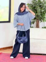 مانتو پانچ راه راه نسیم کد 8347 - تصویر 5