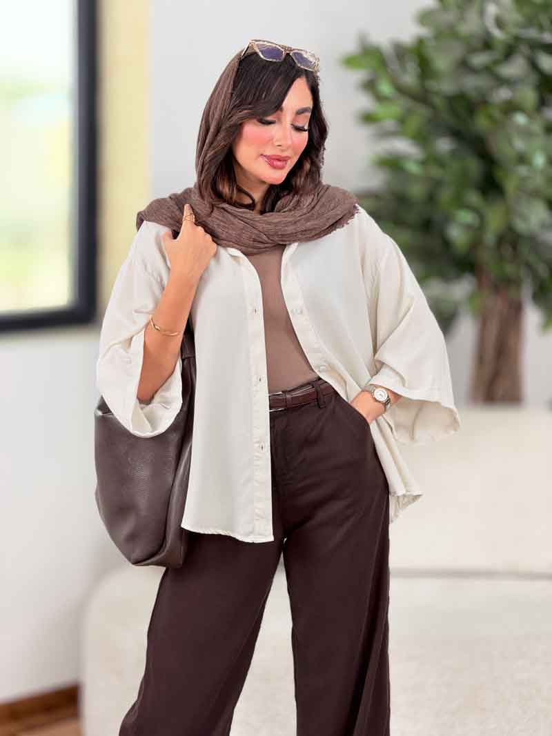 شومیز برش دار آستین پاکتی آیوان کد8317