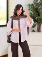 شومیز برش دار آستین پاکتی آیوان کد8317 - تصویر 2