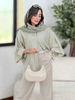 مانتو راه راه پانچ آستین پاگن کد 8322 - تصویر 3