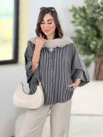 مانتو راه راه پانچ آستین پاگن کد 8322 - تصویر 22