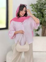 مانتو راه راه پانچ آستین پاگن کد 8322 - تصویر 25