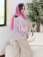 مانتو راه راه پانچ آستین پاگن کد 8322 - تصویر 12