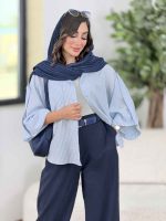 مانتو راه راه پانچ آستین پاگن کد 8322 - تصویر 6