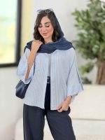 مانتو راه راه پانچ آستین پاگن کد 8322 - تصویر 26
