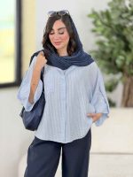 مانتو راه راه پانچ آستین پاگن کد 8322 - تصویر 20
