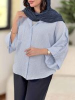مانتو راه راه پانچ آستین پاگن کد 8322 - تصویر 9