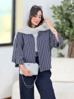 مانتو راه راه پانچ آستین پاگن کد 8322 - تصویر 11