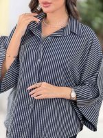 مانتو راه راه پانچ آستین پاگن کد 8322 - تصویر 24