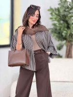 مانتو راه راه پانچ آستین پاگن کد 8322 - تصویر 21