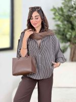 مانتو راه راه پانچ آستین پاگن کد 8322 - تصویر 5