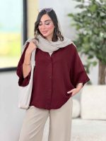 شومیز برش دار آستین پاکتی آیوان کد8317 - تصویر 3