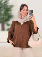 شومیز ساتن آستین پاگن کد 8222 - تصویر 5