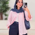 شومیز ساتن آستین پاگن کد 8222