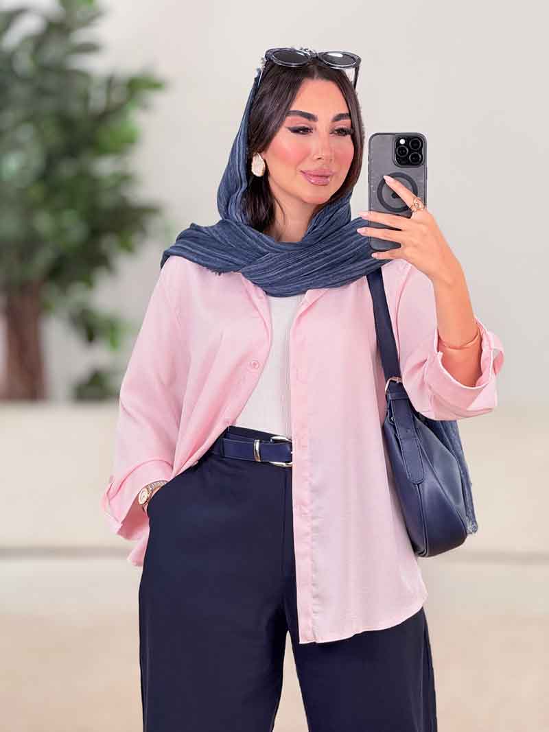 شومیز ساتن آستین پاگن کد 8222