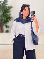 شومیز ساتن آستین پاگن کد 8222 - تصویر 4