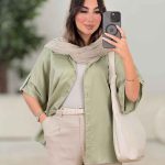 مانتو پانچ برش دار آستین پاگن کد 8324