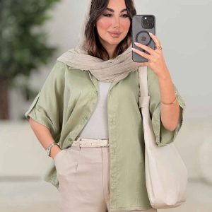 مانتو پانچ برش دار آستین پاگن کد 8324