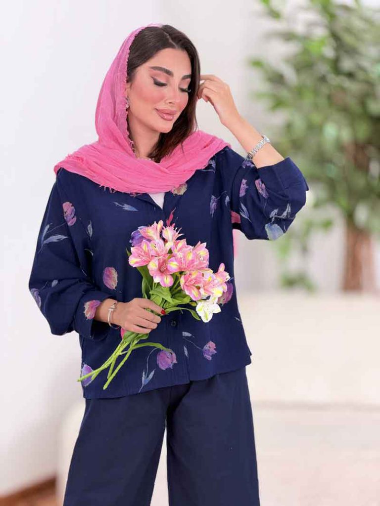 شومیز طرح گل لاله کد 8350
