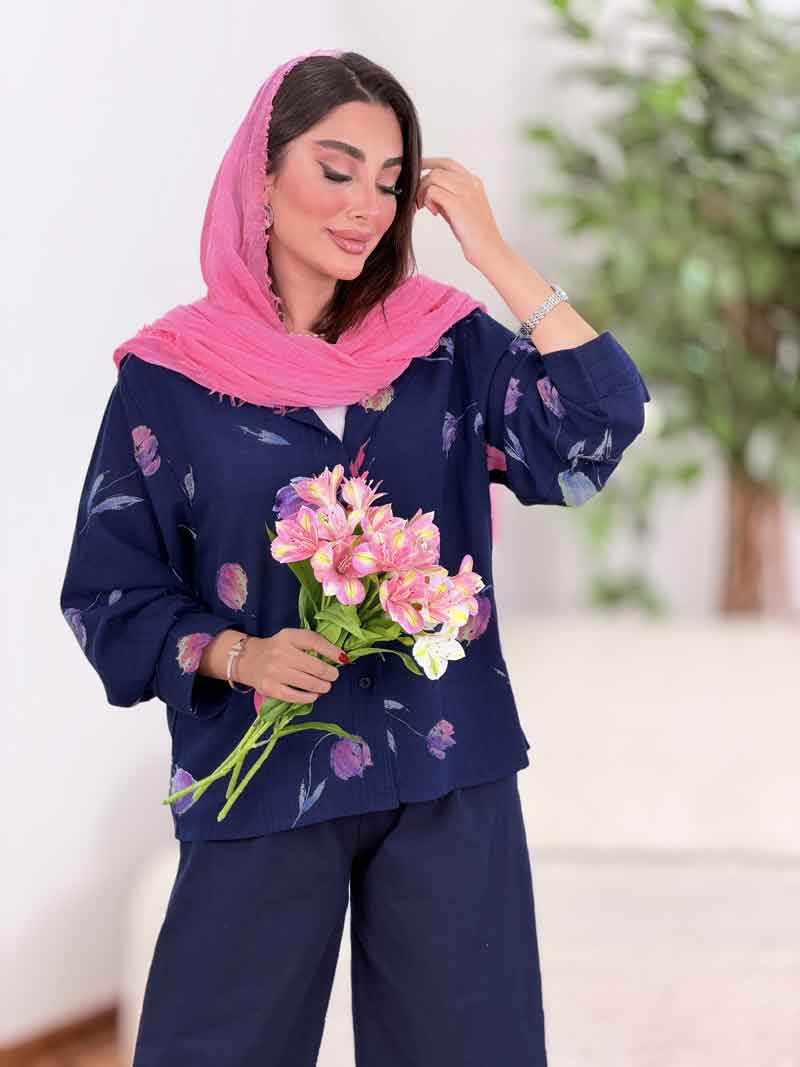 شومیز طرح گل لاله کد 8350