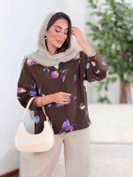 شومیز طرح گل لاله کد 8350 - تصویر 3