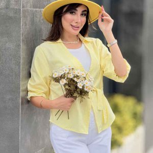 مانتو لینن آستین پفی کد 8363