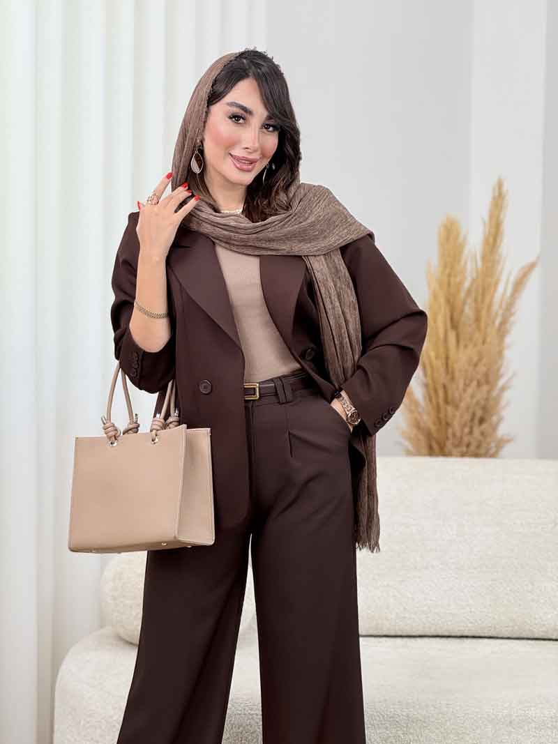 مانتو دو دکمه برش دار کد8390
