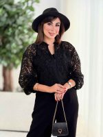 شومیز طرح دار جلو زیپ کد 8395 - تصویر 6