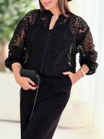 شومیز طرح دار جلو زیپ کد 8395 - تصویر 7