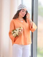 شومیز آستین پاکتی پشت پیله کد8388 - تصویر 10