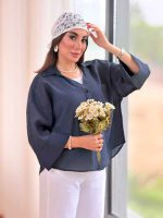 شومیز آستین پاکتی پشت پیله کد8388 - تصویر 24