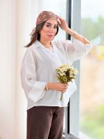 شومیز آستین پاکتی پشت پیله کد8388 - تصویر 30