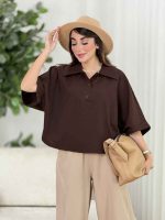 شومیز جلو بسته یقه سه دکمه کد8378 - تصویر 3