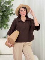 شومیز جلو بسته یقه سه دکمه کد8378 - تصویر 13