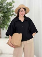 شومیز جلو بسته یقه سه دکمه کد8378 - تصویر 8