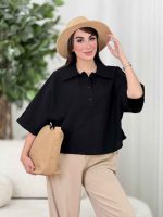 شومیز جلو بسته یقه سه دکمه کد8378 - تصویر 17
